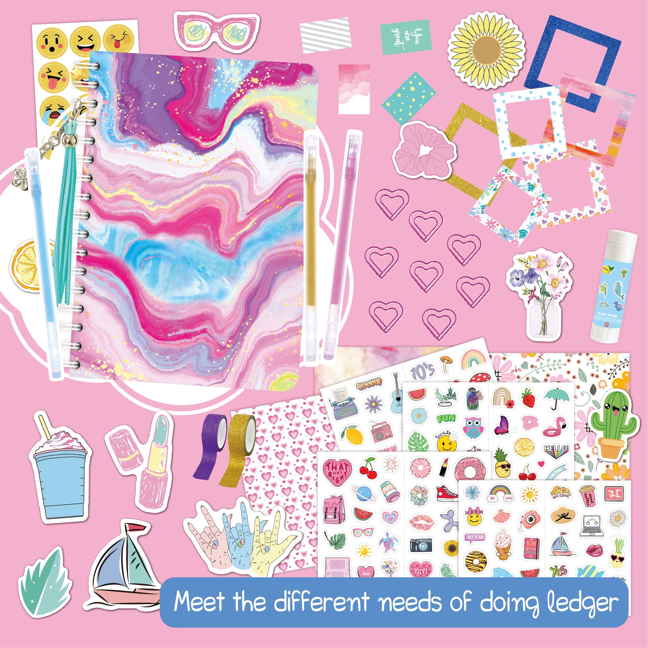 Toys for Ages 8-13 Girls Gifts: DIY Journal Kit for Tween Teen Girls 6 7 8 9 10 11 12 13 14 Year Old - Scrapbook & Diary Art Crafts Kit Birthday Holiday Gifts Toys for Kids Age 6-8 8-12 10-14