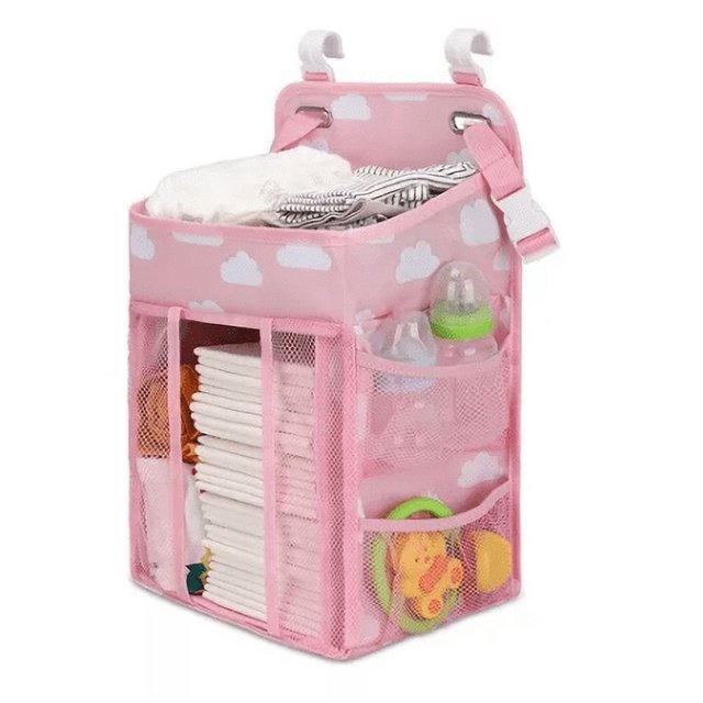 Bolsa De Almacenamiento Para Colgar La Cuna Del Bebé Color Rosado Liso