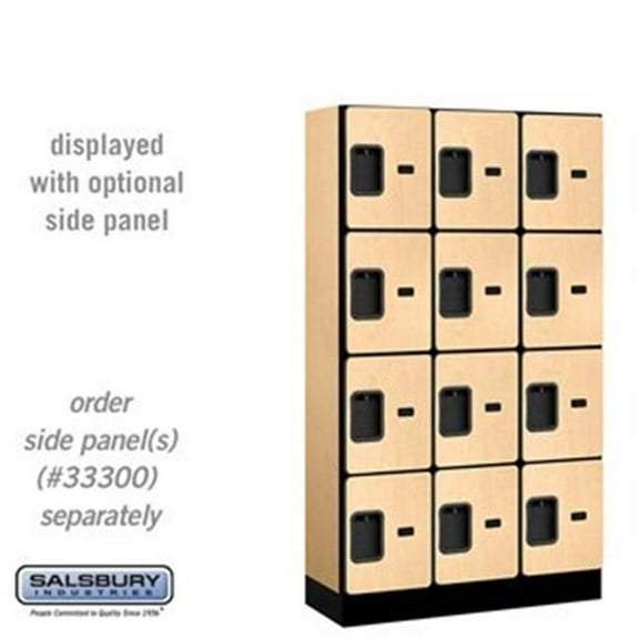 Salsbury 12 in. x 5 ft. x 15 in. 3 Wide Four Tier Designer Wood Locker - Maple