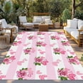 thumbnail image 2 of Pink Roses Outdoor Rug for Patio/Deck/Porch, Non-Slip Large Area Rug 5 x 7 Ft, Valentine's Day Love Floral Stripes Romantic Indoor Outdoor Rugs Washable Area Rugs, Camping Rug Carpet Runner, 2 of 8