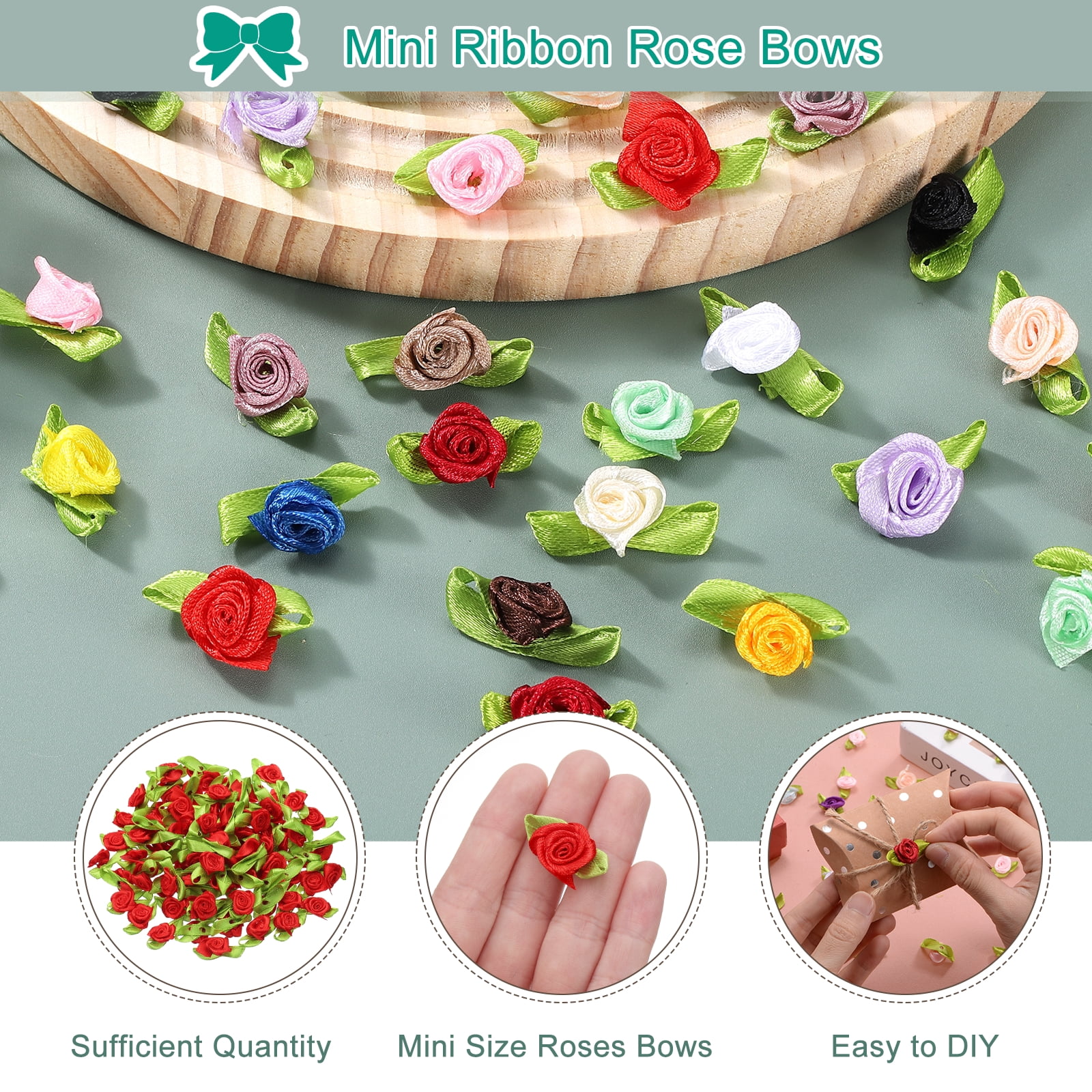 Unique Bargains Mini Ribbon Roses Flowers Bows for Craft Projects Decor Red