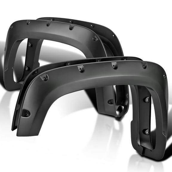 Spec-D Tuning 4PC Front   Rear Smooth Black Rivet Bolt-On Pocket Style Fender Flares Compatible with 2020-2024 Chevy Silverado 2500HD 3500HD