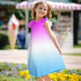 thumbnail image 2 of Girls Summer Sundress Summer Gradient Dress Sleeveless Casual Sundress with Ruffle Sleeves Soft and Breathable Fabric for Kids ,Sie:150, 2 of 8