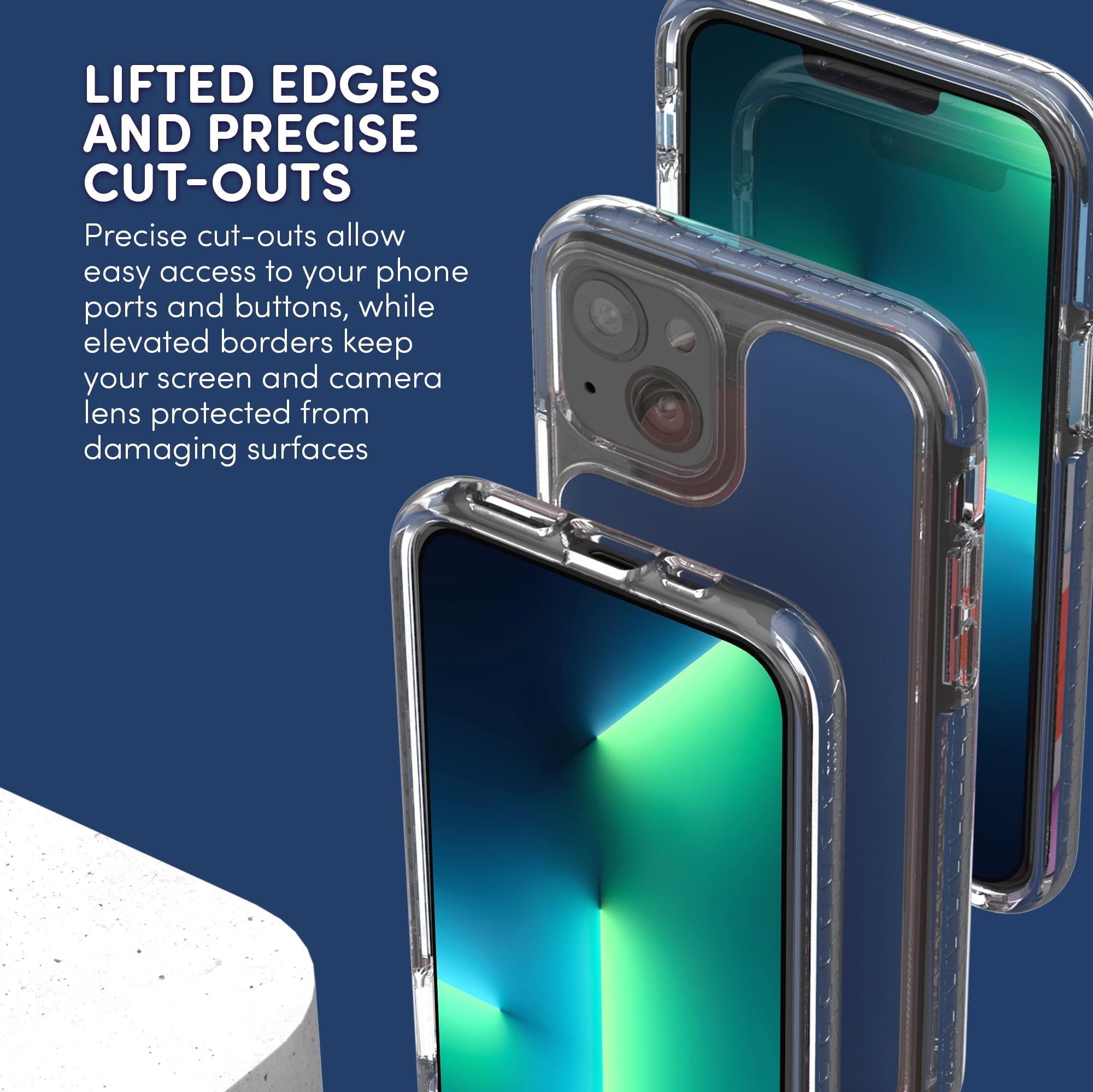 iHome iPhone 2021 6.1" Phone Case: Premium Silicone, Lightweight, Ultra Slim, Shock Absorbent Velo Protective Case- Wireless Charging Compatible- Navy