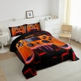 thumbnail image 4 of Orange Gaming Full Size Comforter Sets - Gamer Comforter Full Size Bedding Set, Neon Lights Abstract Geometry Design Gamer Room Decor, 4 of 7