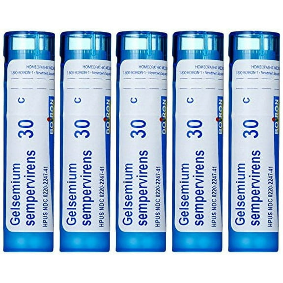 Boiron Gelsemium Sempervirens 30C (Pack of 5), Homeopathic Medicine for Stage Fright, Apprehension and Fever