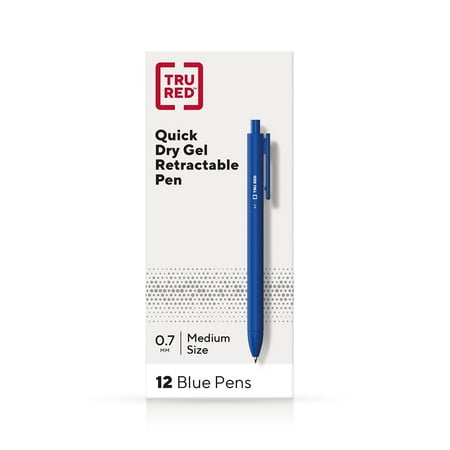 UPC: 0718103315845 | TRU RED Retractable Quick Dry Gel Pens Med Point 0.7mm Blue Dozen TR54499