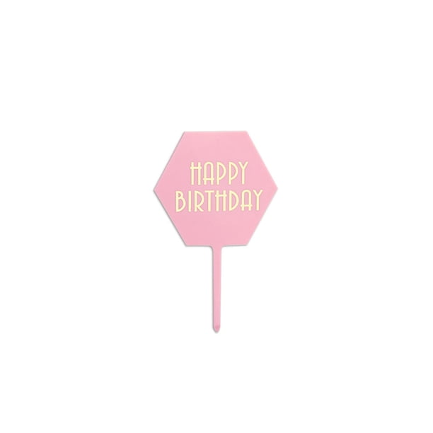 Herramienta DIY para Tartas, adorno acrílico para cupcakes, tablero de cumpleaños, banderas para plantar, tartas redondas hexagonales, Herramientas y accesorios para hornear Hexagonal/Oro rosa Injueey HA067446-03
