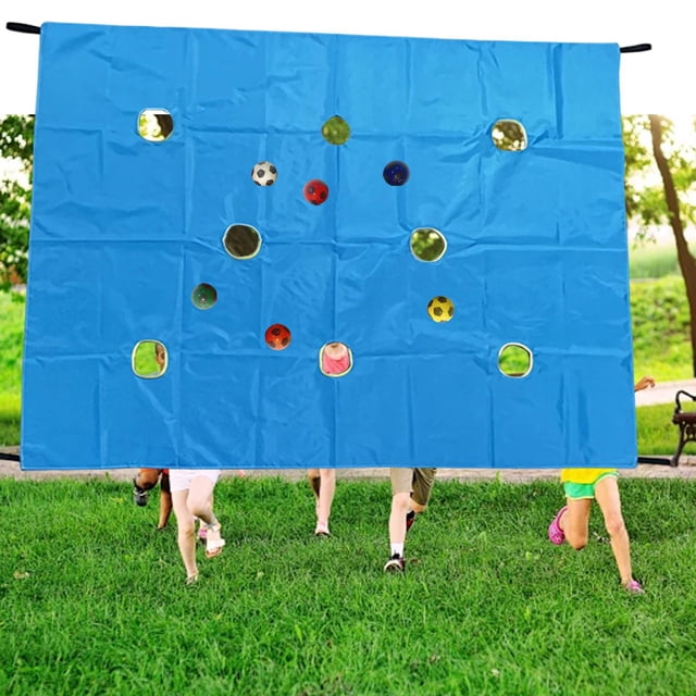 Juego de lona con agujeros, actividades de ejercicio para fomentar trabajo en equipo, equipo de coordinación, trabajo en equipo para niños, juegos Azul