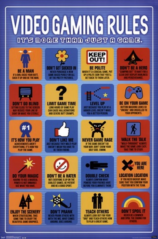 Video Game Rules Poster Print (22 x 34)