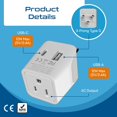 thumbnail image 4 of Ceptics Thailand Travel Plug Adapter – Type O Power Adapter with USB-C & A + USA Input – Ultra Compact,3-in-1 Safe Grounded Adapter Plug for Thailand, 4 of 4