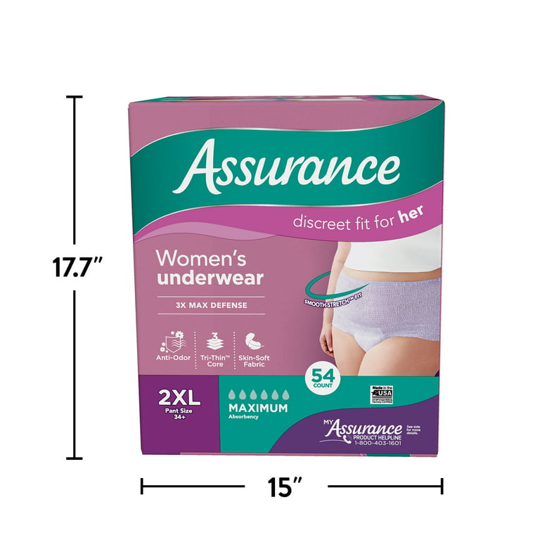 Assurance Women's Incontinence & Postpartum Underwear, 2XL