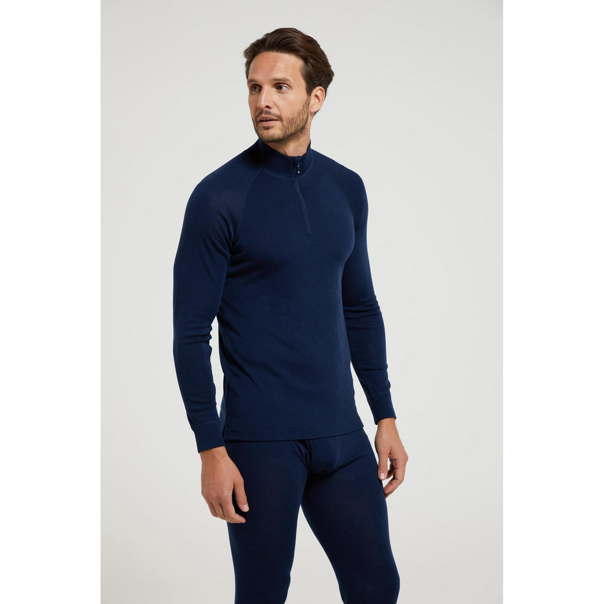 Mountain Warehouse Blue Mens Merino Quarter Zip Thermal Top Small