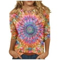 thumbnail image 1 of Wanfds Hauts de Mode Orange pour Femmes Tendance Été 2024 Col Rond Manches Trois-Quarts L, 1 of 5