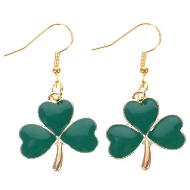 4 Pairs St. Patrick's Day Earrings - Green Acrylic Shamrock Dangle Earrings For Women