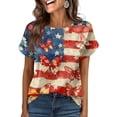 thumbnail image 2 of KDDYLITQ 250 Year Anniversary Shirt for Women Usa Star Stripes Crew Neck Blousees Flag Short Sleeve Lightweight Tops Causal Loose Fit Tees Deep Red 2XL, 2 of 5