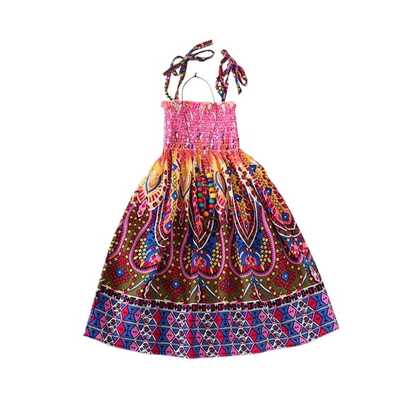 Odeerbi Mommy And Me Dresses Matching Outfits Clothes Rainbow Sling Dress Boho Beach Dresses Family Look Contains Necklace Gift