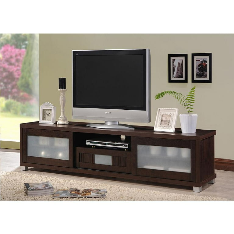 Baxton Studio Gerhardine Dark Brown Wood 70-inch TV Cabinet with 2 Sliding Doors and Drawer Baxton Studio Gerhardine Dark Brown Wood 70-inch TV Cabinet with 2 Sliding Doors and Drawer