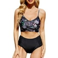 thumbnail image 1 of Gibobby Trajes de Baño para Mujer Trajes de baño de mujer Traje de baño de playa de bikini halter hueco sexy de talle colorido(Negro,XL), 1 of 5