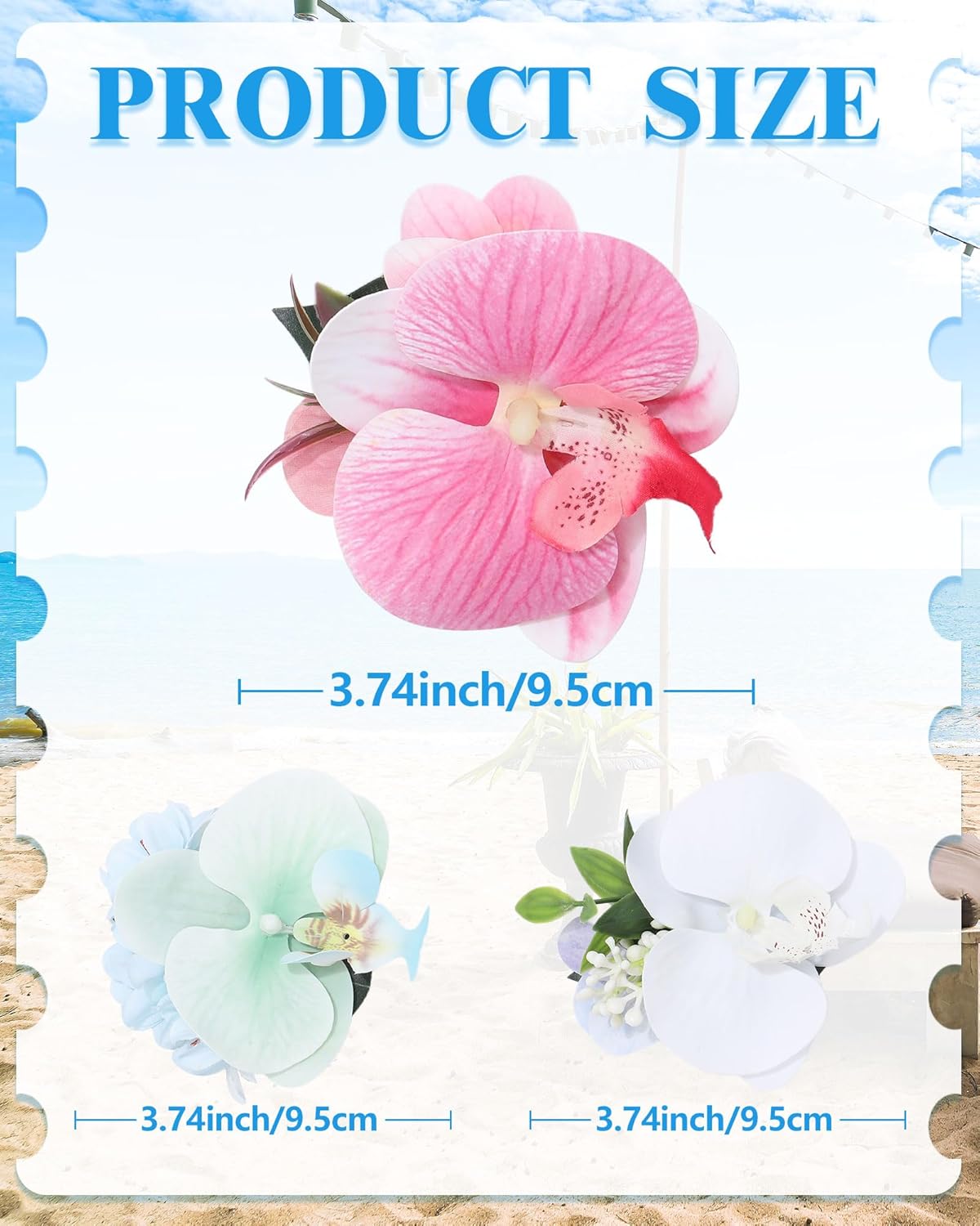 Hawaiian Flower Hair Clips for Women - 3PCS Beach Tropical Hair Clips for Girls,Artificial Flower Clips for Beach,Hawaiian Hair Accessories for Vacation Party