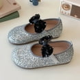 thumbnail image 2 of Dakaela Toddler Girls Dress Shoes Flower Mary Jane Ballet Flats Bowknot Rhinestone Slip on School Uniform Princess Loafers Silver 5.5, 2 of 5