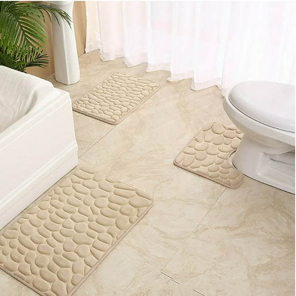 Vaidha Bathroom Rug Set Of 3 Memory Foam Bath Mat Toilet Mat Soft Absorbent Thick Rug Non-Slip Backing Universal Machine Washable