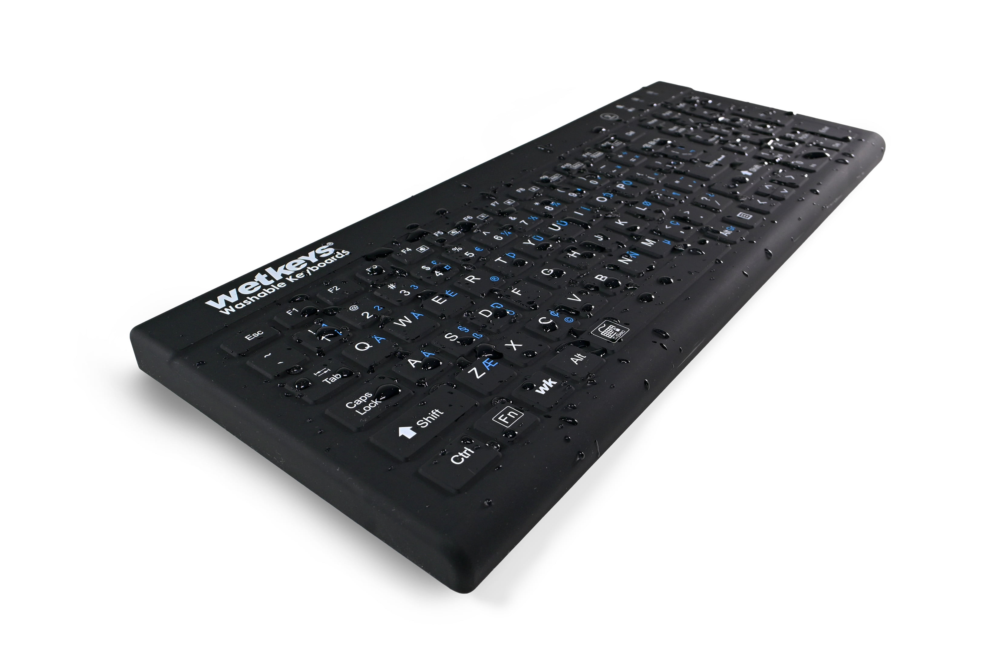 WetKeys 'Blue Connect' Professional-grade Rigid Silicone Waterproof Wireless Bluetooth®; Keyboard with ON/OFF Switch (BT) (Black) | KBWKRBT99Si-BK