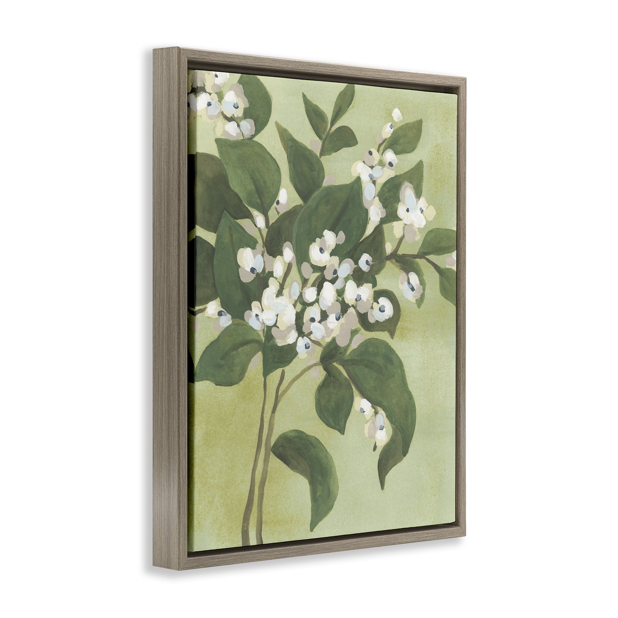 Stupell Industries Verdant Branch Blossoms Brown Framed Floater Canvas Wall Art, design by June Erica Vess