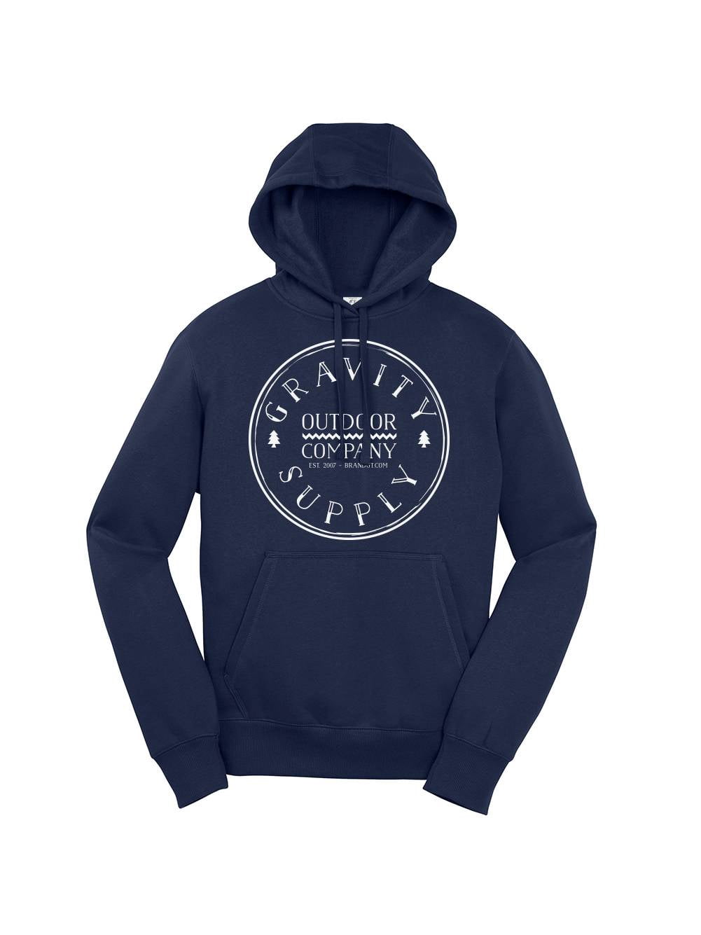 Gravity Supply Outdoor Hooded Pullover - White Logo - True Navy - L