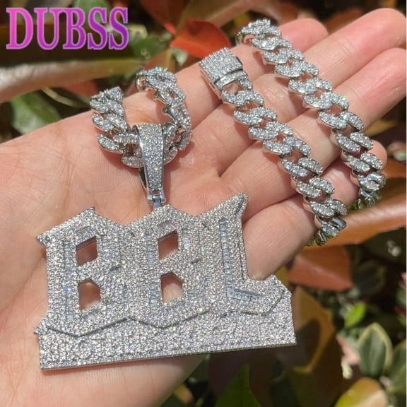 Dubss Prong Necklace for Men Iced Out Pendant Brothers By Loyalty Charms Hip Hop Jewelry