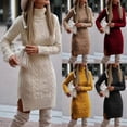 thumbnail image 2 of Suéter cálido de otoño e invierno largo ajustado de cuello alto para mujer de Europa y Estados Unidos, 2 of 6