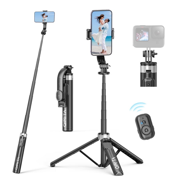 Trípode Selfie Stick Qirita 51 pulgadas extensible para iPhone/Samsung