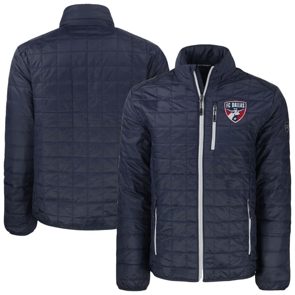 Men's-Cutter & Buck  Navy FC Dallas Big & Tall Rainier PrimaLoft Eco Insulated Full-Zip Puffer Jacket