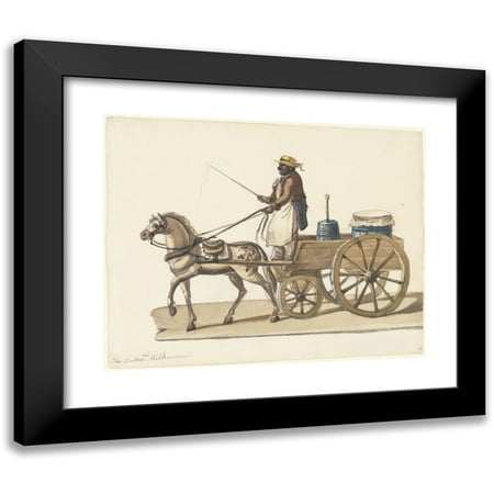 Nicolino Calyo 14x12 Black Modern Framed Museum Art Print Titled - The Butter and Milk Man (ca. 1840)