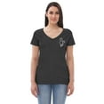 thumbnail image 2 of Simple line White Cat Embroidered recycled V-Neck Tee  (Charcoal Heather, XL), 2 of 4