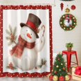 thumbnail image 5 of Extra Long Shower Curtain 72x96 Inch, Christmas Snowman Shower Curtain Waterproof Bathroom Decor, Xmas Pine Needle Berry Red Polka Dot Fabric Bath Curtain Set Accessories with Hooks, 5 of 8