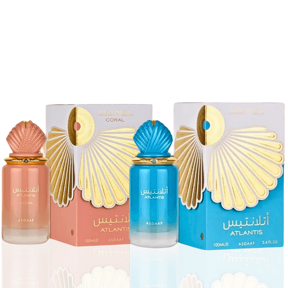 Atlantis Blue &amp; Coral Atlantis - EDP Sprays 100ML (3.4 OZ) By Asdaaf, Long Lasting Scents, Arabian Perfumes For Men &amp; Women. (Value Pack)