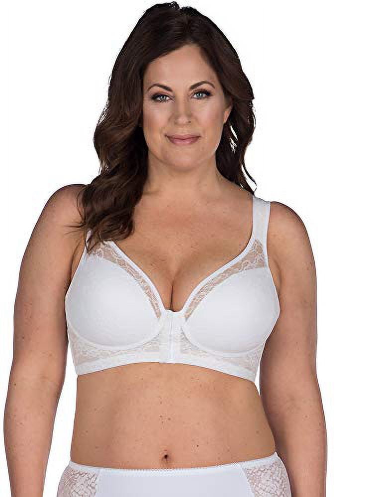 Women's Leading Lady 5230 Lace Covered Wirefree Posture Back Bra (White  44DDD)