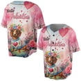 thumbnail image 3 of Hello Valentine’s Day Dachshund Flower Crown Romantic Pink Floral All Over Print 3D Baseball Shirt Wiener Dog Lover Gifts Idea Softball Sport - 00031, 3 of 6