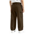 thumbnail image 7 of Spazoro Boys Corduroy Cargo Pants with Multi‑Pockets, Drawstring Straight Leg Solid Color Elastic Waist Loose Fit Casual Trousers for Daily Street Coffee Size 4-5T, 7 of 7