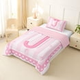 thumbnail image 2 of Manfei Pink Bow Letter J Print Twin Comforter Sets for Girls, Princess Ribbon Bedding Set, Pink Reversible, 2pcs, 2 of 6