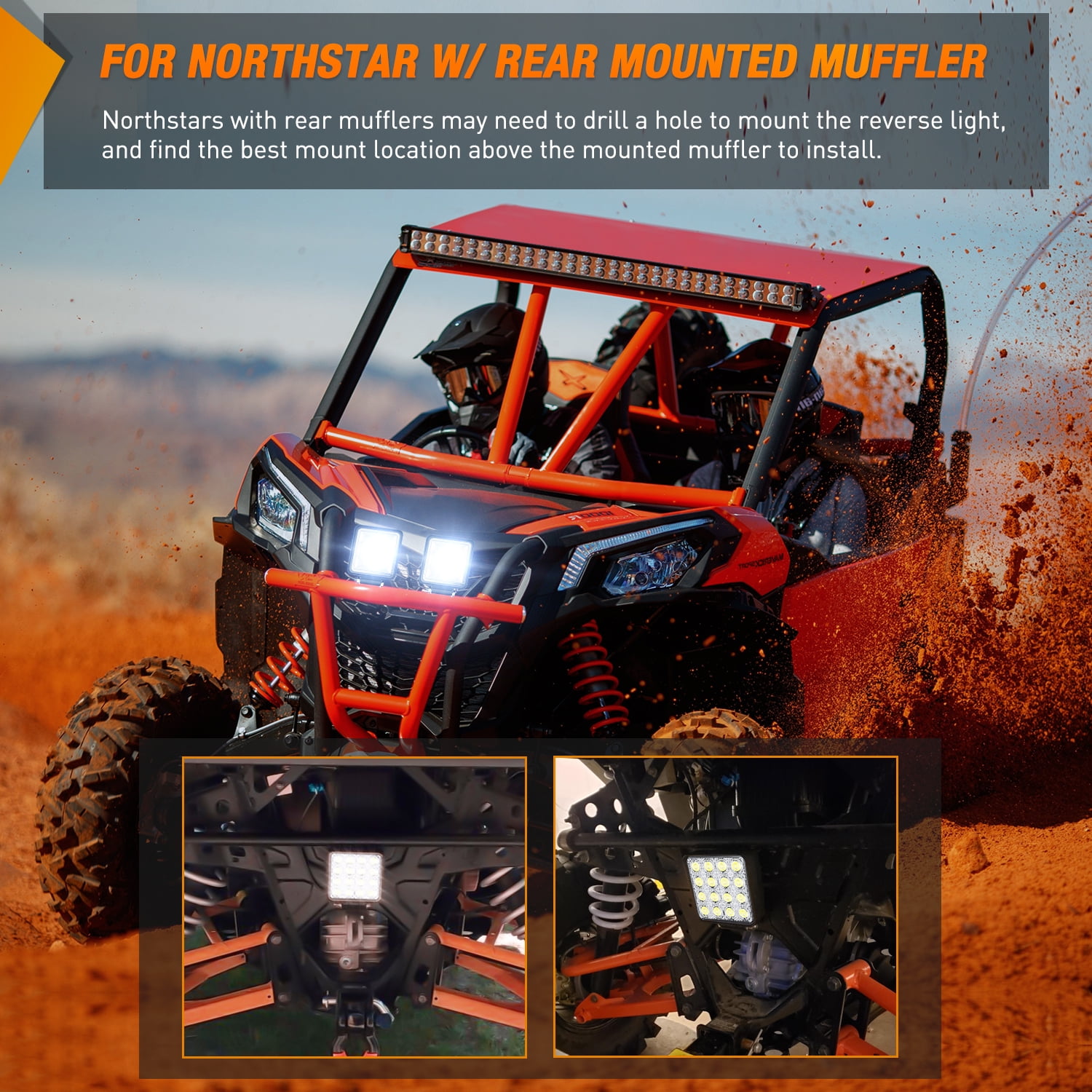 Nilight Ranger Backup Light 48W Flood Reverse Rear Lights LED Tractor Lights LED Pod Lights Plug N Play Kit Compatible with 2018-2024 Polaris Ranger 1000 XP/Ranger 1000 XP Crew