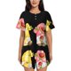 thumbnail image 1 of Balery Hello Summer Gnome Conjunto de Pijama para Mujer con Estampado, Dos Piezas de Manga Corta y Shorts, Ropa de Dormir Suave con Cuello Redondo y Bolsillos-X-Large, 1 of 6