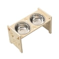 thumbnail image 2 of Comedero elevado para gatos, comedero y bebedero portátil extraíble, estación de alimentación elevada para cachorros, gatos de interior y gatitos. Color madera, 2 of 8