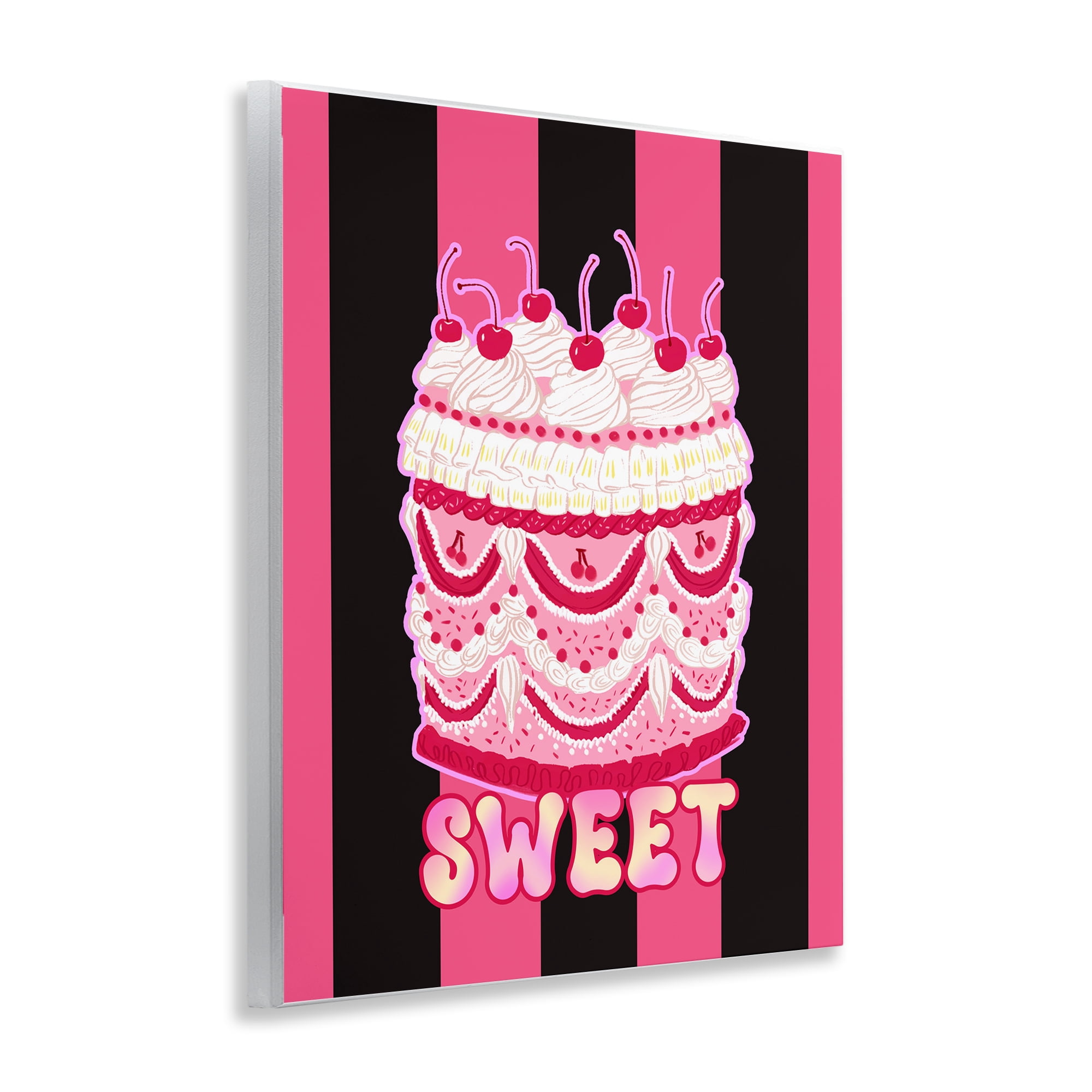 Stupell Industries Sweet Cake with Stripes Food & Beverage Painting Unframed Art Print Wall Art, 11 x 14