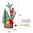 thumbnail image 3 of Potted Mini Christmas Tree PET/Wooden LED Trees Tabletop Pine Trees for Christmas Desktop Ornament  Party Decorations, 3 of 7