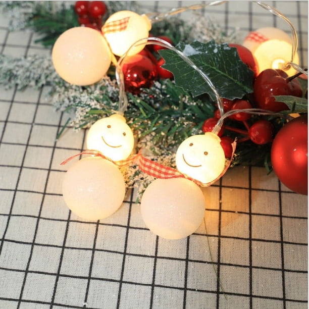 Cadena de luces de muñeco de nieve de Navidad, LED decorativas, muñeco de nieve, funciona con pilas para Navidad, interiores y exteriores(Batería)(3.20 metros y 20 luces)