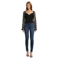 thumbnail image 2 of Self Esteem Juniors Shirred Bodice Crop Top with Blouson Sleeves, 2 of 5