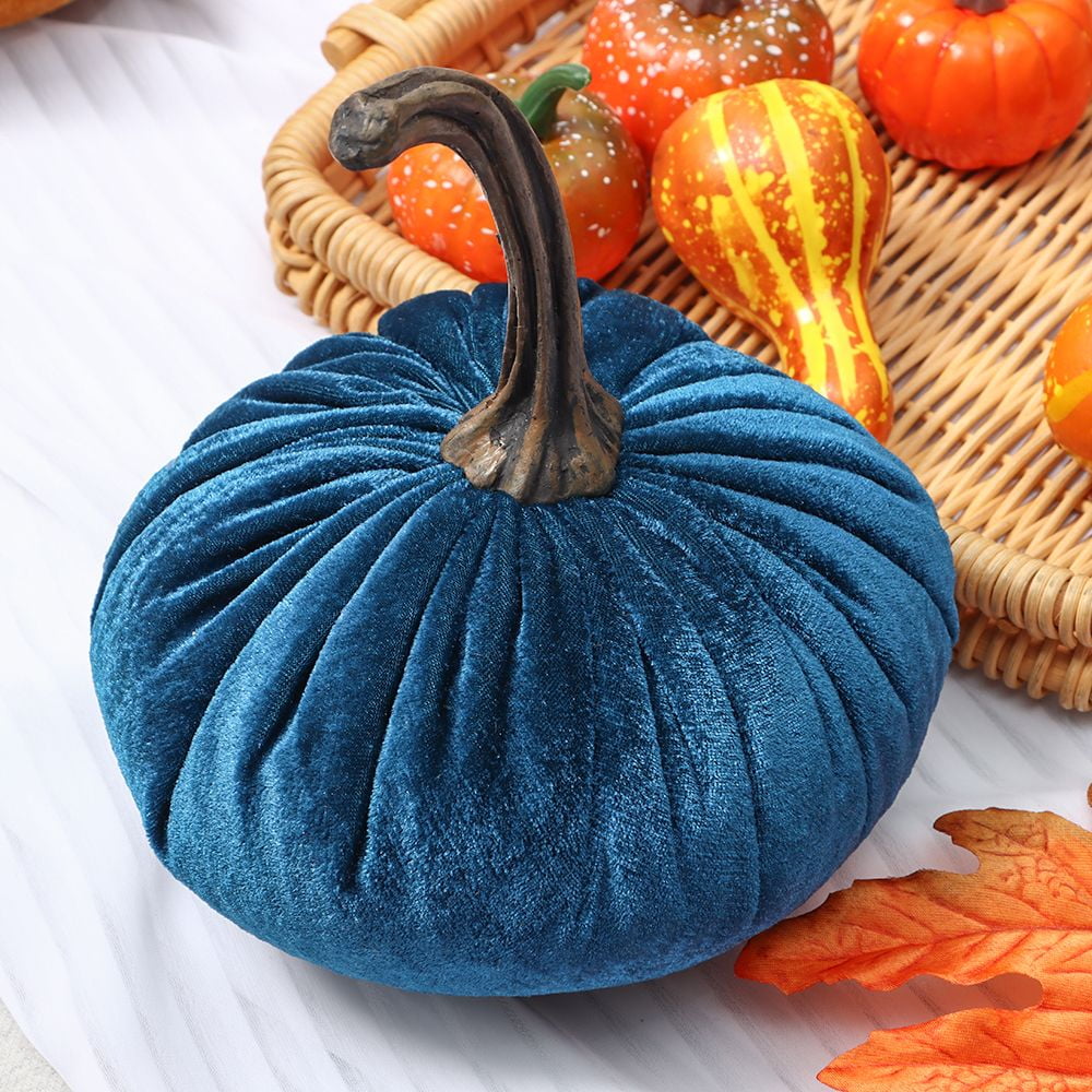 Pumpkin Plush Throw Pillows Soft Velvet Pillow Cushion Blue Decor Halloween M /L 