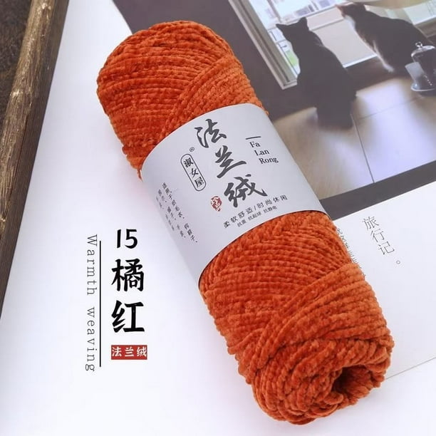 Nvzi Hilo de terciopelo de 150 g para tejer a ganchillo, hilo de chenilla esponjoso de terciopelo para mantas, hilo de felpa suave y grueso para tejer a ganchillo, color naranja